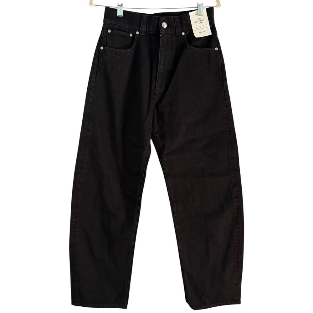 NWT Madewell The Balloon Jeans Black Size 24 Wide Leg Barrel 100% Cotton - Picture 4 of 11